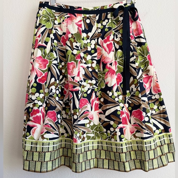Talbots Floral Colorful Pleated A Line Midi Lined Zip Skirt‎ Women’s 10 Petite - Picture 6 of 12
